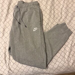 Nike Heather Gray Sweatpants with White Swoosh
